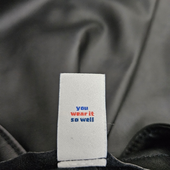 Old Navy Wide Leg Pants Black Faux Leather High Rise Chino Crop Petite 8P - Picture 5 of 7